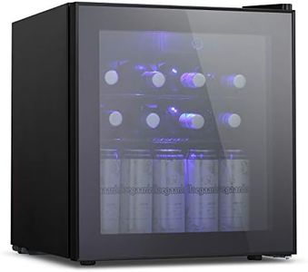 Antarctic Star 1.6cu.ft Wine Cooler/Cabinet Beverage Refigerator Small Wine Cellar Soda Beer Counter Top Bar Fridge Quiet Operation Compressor Freestanding Door Black Glass