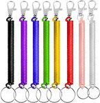 VPPIK 8 Pcs Stretchy Spiral Keyring - 8 Colors Colourful Plastic Keychain Spring Key Holder Extending Retractable for School, Work