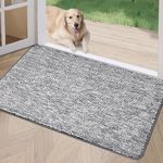 REFETONE Indoor Doormat, Front Door Mat 20"x32" Absorbent Rubber Backing Non Slip Back Door Mats, Washable Low-Profile Inside Floor Mat Door Rugs for Entryway, Resist Dirt Mud Mat for Dogs, Dark Grey