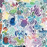 Cobee 50 Pcs Sea Turtle Stickers, Waterproof Colorful Ocean Vinyl Turtle Stickers Decal, Summer Sea Turtle Pack Decoration for Water Bottle Laptop Car Bicycle Home Office Halloween Christmas