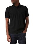 Tommy Hilfiger - 1985 Classic Fit Mens Polo Shirts - Button Down Collar - Stretch Cotton - Embroidered Tommy Logo - Black - Size XL