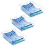 InterDesign Linus Dresser Drawer Organizer, 12-inch by 9-inch by 3-inch, 3 Pack, Clear