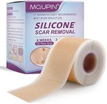 MQUPIN Silicone Scar Tape Roll (1.6” x 60”), Silicone Scar Sheets,Silicone Tape Reusable for C-Section, Surgical Scar, Keloid, Acne Scar and Burn Scar