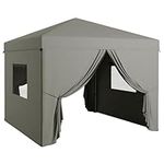 Outsunny 10' x 10' Pop Up Canopy Tent with Sidewalls, Instant Sun Shelter, Tents for Parties, with Wheeled Carry Bag and Mesh Windows, Height Adjustable, Light Grey