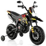 INFANS Kids Motorbike, Licensed Aprilia RX125 12V Ride on Electric Dirt Bike with Training Wheels, Spring Suspension, Battery Powered Off Road Motorbike Toy with 2 Speeds, Bluetooth, Lights (Black)