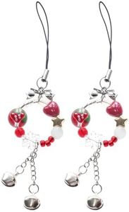 ANROFA Christmas Beaded Phone Charms Strap, Cute Phone Chain, Case Accessories for Camera Wallet Bags