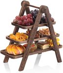 Nynelly Wood Tiered Serving Tray, 3 Tier Serving Stand, Wooden Serving Tray for Entertaining Serving Platter with Collapsible Stand for Picnic Party,Party Serving Trays and Platters