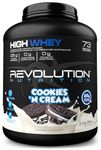 Revolution Nutrition, High Whey, Protein Powder, Whey Isolate, Gluten Free, Lean Muscle Mass For Men & Women, 25g of Protein Per Scoup, 2.7kg, 73 Servings (Cookies and Cream, 6 Pound)