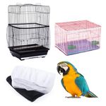 SYEYCW 2 Pcs Bird Cage Seed Catcher, Universal Soft Bird Cage Net Cover, Stretchy Bird Cage Ventilate Dustproof Cover, Skirt Guard Birdcage, for Parrot, Parakeet, Macaw African Round Square Cages