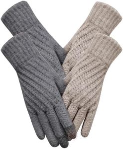 Aiszei Winter Gloves for Women Cold Weather, Touch Screen Warm Knit Gloves with Thermal Fleece Liners for Running Texting Hiking Driving Typing