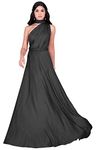 koh koh Petite Womens Long Bridesmaid Multi-Way Wedding Convertible Wrap Infinity Cocktail Sexy Summer Party Formal Prom Transformer Gown Gowns Maxi Dress Dresses, Dark Gray Grey S 4-6