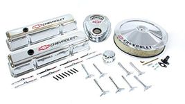 Proform 141-900 Chrome Engine Dress-Up Kit with Black Chevrolet/Red Bowtie Logo for Small Block Chevy