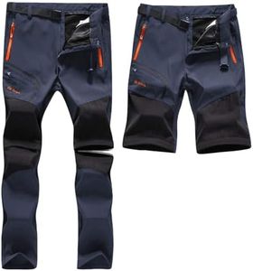 SANMIO Pantalon de Trekking Homme Pantalon Fonctionnel Pantalon Softshell Imperméable Pantalon D'extérieur Pantalon de Trekking Respirant Coupe-Vent Bleu, L