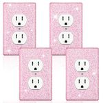 Yexiya 4 Pcs Glitter Light Switch Covers Glitter Outlet Covers Preppy Light Switch Cover Bling Wall Plate Covers Gift for Nursery Decor Women Teens Room Decor(Pink)