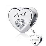 YQSLIN April Birthstone Heart Crystal Pandora Charms for Charm Bracelet Necklace for Women Love Family Birthday Gift