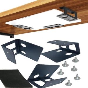 Under Desk Laptop Holder Mount with Screw,Under Desk Laptop Mount Bracket,Add On Under Table Laptop/Keyboard Storage(Black) 3pcs