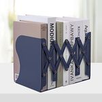 Adjustable Bookends, Metal Book Ends for Shelves Heavy Book, Desk Magazine File Organizer for Home, Office, Books, Papers, Extends up to 19 inches (Royal Blue)