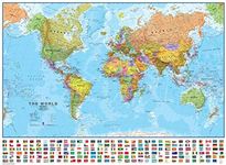 Maps International - World Map with Flags - Laminated - 84.1cm (w) x 59.4cm (h)