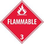 NMC DL158R FLAMMABLE Placard - 10.75 in. x 10.75 in. PS Removable Vinyl Class 3 Dot Placard Sign with White Text on Red Base