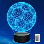 Ammonite Soccer 3D Lamp Night Light Football 3D Illusion lamp for Kids, 16 Colors Changing with Remote, Kids Bedroom Decor as Xmas Holiday Birthday Gifts for Boys Girls