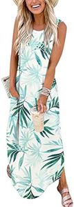 ANRABESS Women's Casual Loose Sundress Long Dress Sleeveless Split Maxi Dresses Summer Beach Dress with Pockets, 01 Floral Green, Small