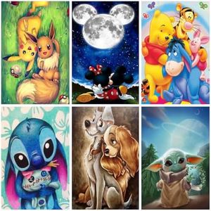 ARTMYRUI 6 Pack Paint by Number for Adults Canvas-Cartoon Paint by Number,DIY Watercolor Paint by Numbers Kits on Canvas Without Frame for Home Wall Decor Gifts（8x12inch）
