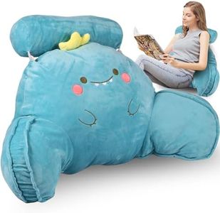 Fxvhojq Reading Pillow Large Plush Reading Cushion Detachable Neck Multifunctional Comfortable Back Support Cushion Has Arm Rests and Back Support for Lounging Reading (Dinosaur)