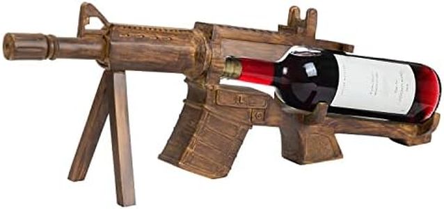 AR15 Gun Wine Bottle Holder 23" L - Gun Wine Bottle Holder - Great Gift for Gun Enthusiasts and Wine Lovers! Elegant Drinking Party Accessory! Gun Loves Gift (Wood Color)