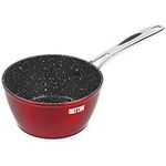 Quttin Non-Stick Aluminium Saucepan with Sturdy Coating, Forged Aluminium Saucepan with Glass Lid, Suitable for All Kitchens, Majestic Garnet Model 16 cm Diameter