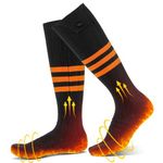 Heated Socks for Men Women, Rechargeable Electric Washable Heated Socks, Up to 8 Hours Battery with 4 Heating Levels for Skiing Hunting Motorcycle Outdoor Work Camping Fishing Hiking (Black & Orange)