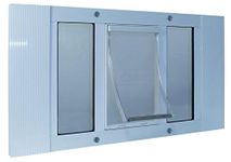 Ideal Pet Products Aluminum Sash Window Pet Door, Adjustable Width 27" to 32", Cat Flap, 6.25" x 6.25" Flap Size, White