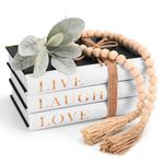 Decorative Books for Home Decor, Farmhouse Stack Books, Coffee Table Books Décor for Living Room, Live|Laugh|Love,Hardcover Faux Books for Decoration,Shelf Display Books Decor with Wood Bead Tassels