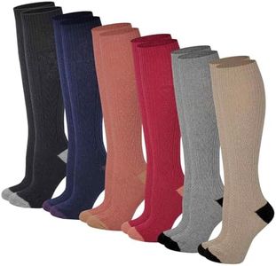 Boot Socks Women (6 Pairs pack) Knee High Cable Knit Winter Wool Socks, Assorted a, 9-11