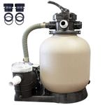 Swimline HYDROTOOLS 71405HCK 14 Inch Sand Filter Combo with Connection Kit for Soft Sided Pools | Compatible with Intex Bestway Polygroup | 0.5 HP (0.43 THP) Pump 2400 GPH | 60 Pound Sand Capacity