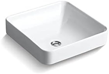 KOHLER 2661-0 Vox Square Vessel Bathroom Sink, Vitreous China, 16-1/4" W X 16-1/4" L, White