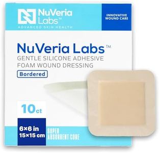 Nuveria Labs Hospital Grade Bordered Silicone Foam Wound Dressing - Gentle Silicone Adhesive Helps minimize discomfort, 6 x 6 Square, 10 Each/Box