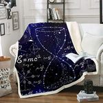 Science Sherpa Blanket Hourglass Purple Galaxy Blanket Throw Physics Formula Fleece Blanket For Kids Boys Girls Math Equations Geometry Axis Art School Fuzzy Blanket Child Dorm Decor Double 60"X80"