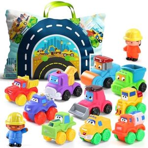 ALASOU 12 PCS Soft Rubber Car Toys for 1 2 Year Old Boy with Playmat/Storage Bag|1 2 Year Old Boy Birthday Gifts for Toddler Toys Age 1-2|Baby Toys 12-18 Months