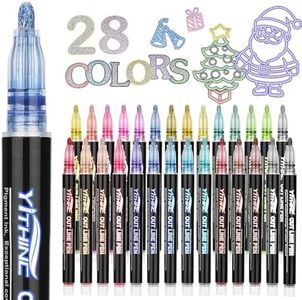 Outline Markers, 28 Metallic Shimmer Glitter Gel Pens, Tween Teen Girl Gifts Trendy Stuff, Cool Cute Art Craft School Drawing Supplies, Birthday Fun Kits for Kids Girls Ages 4 6 8 10 12 Year Old
