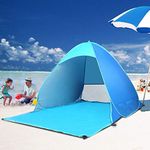 Itian Pop Up Beach Tent, UPF 50+ Portable Sun Shelter with Carry Bag, Lightweight Waterproof Beach Camping Tent for Outdoor Family Picnic Fishing Home Garden for 2-4 Person Blue