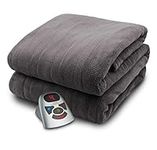 BIDDEFORD BLANKETS Micro Plush Electric Heated Blanket with Digital Controller, Full, Grey