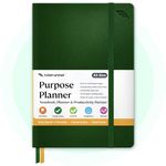 Purpose Planner A5 Undated Monthly Weekly Daily Productivity Journal 2024 Life Health Goal Setting Business Tool for Professionals Moms Academic Student Organizer Notebook (5.8”x8.5” Green Hardcover)