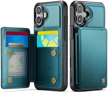 Vinich for iPhone 16 6.1" Wallet Case with Card Holder, RFID Blocking Credit Slots Kickstand Shockproof Phone Cover for Women Men, Bluish Green