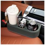 Car Cup Holder with Phone Holder,Leather Car Drink Holder Stores Drinks Phone Sunglasses,Universal Multifunctional Car Organizer Car Accessories Interior for Front Seat Gap (Gray)