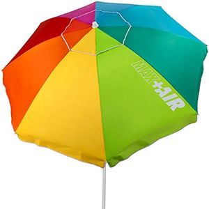 Aktive 62222 - Sombrilla de playa, 220 cm, sombrilla grande, techo de ventilación, mástil 28-32 mm, protección UV 50, Diseño multicolor, Incluye bolsa de almacenamiento, Aktive Beach