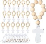 40 Pieces Wooden Catholic Rosary Beads Set with Crucifix Pendant Comes with White Mesh Bags - Bulk Wooden Rosary for Baptism First Communion Confirmation Baby Shower Bridal Shower - Unisex