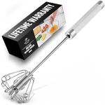 Zulay Egg Beater Whisk - Push Whisk for Cooking - Egg Whisk Mixer, Hand Mixer Manual, Automatic Whisk Cooking Tool - Hand Whisk for Kitchen Baking - White