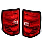 Factory Style Tail Lights Rear Brake Lamps with Wiring Harness Compatible with Chevy Silverado 1500 2500 3500 14-19, Driver and Passenger Side, Red Lens