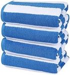 Utopia Towels 4 Pack Cabana Stripe Beach Towels (30x60 inches) - 100% Ring Spun Cotton Large Pool Towels, Soft and Quick Dry Swim Towels (Blue)