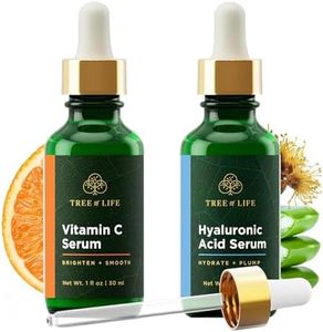 Tree of Life Vitamin C and Hyaluronic Acid Facial Serum Duo, Smoothing and Renewing, Dermatologist-Tested - 2- Skin Care Set